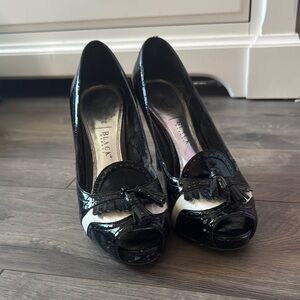 Women's Black & White Peep Toe Heels